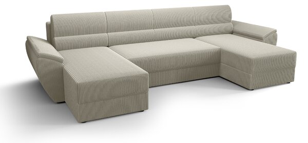 Rozkładana sofa narożna w kształcie U TAVERO 321x140 cm, jasnobeżowa