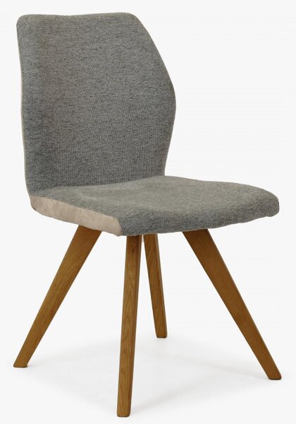 Krzesło z szarej tkaniny na drewnianych nogach