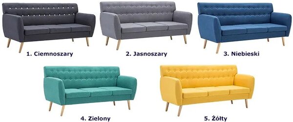 3 osobowa niebieska sofa pikowana F6-G11