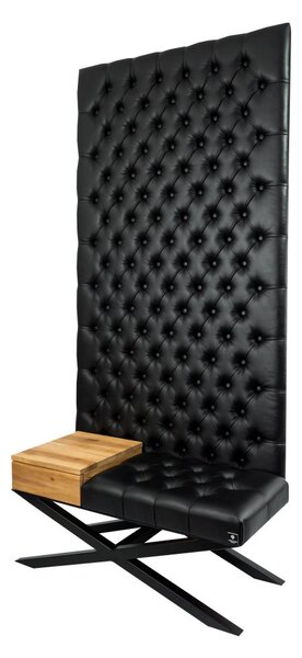 Ławka Metalowa z Panelem Ściennym Pikowanym Siedzisko Pikowane Czarna Ekoskóra LPPK-87 Rozmiary od 50 cm do 100 cm