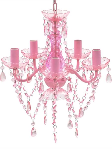 Różowy żyrandol świecznikowy z kryształkami - E960-Lovet
