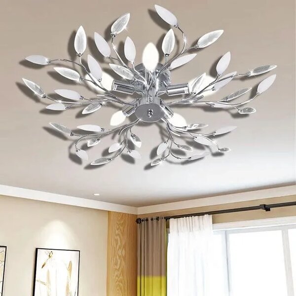 Biała lampa sufitowa w kształcie liści - 14X E996 H5-T49