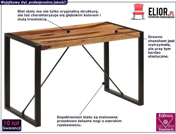 Brązowy stół z drewna sheesham 60x120 – Fulo 2X