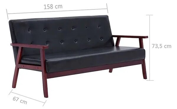 3-osobowa czarna sofa retro L7-F58