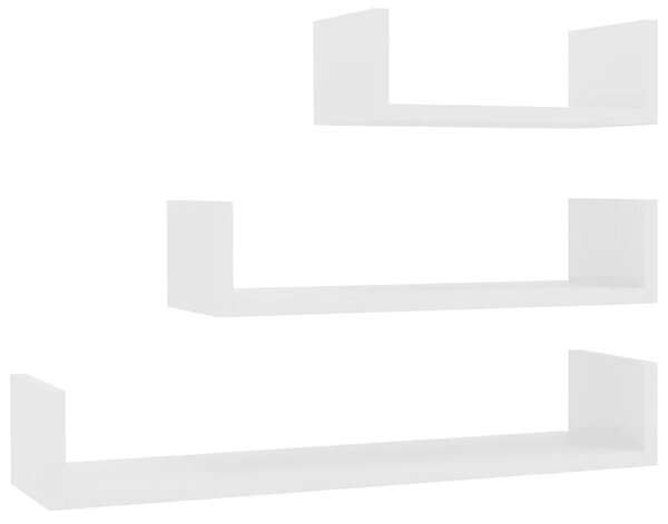 Zestaw białych półek ściennych z połyskiem - Baffic 3X