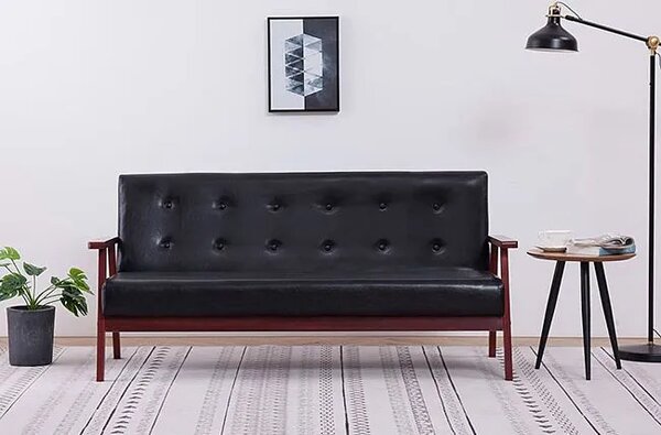 3-osobowa czarna sofa retro L7-F58