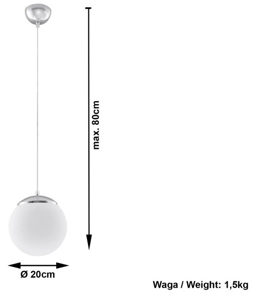 Szklana lampa wisząca kula 3X E822 L5-E82