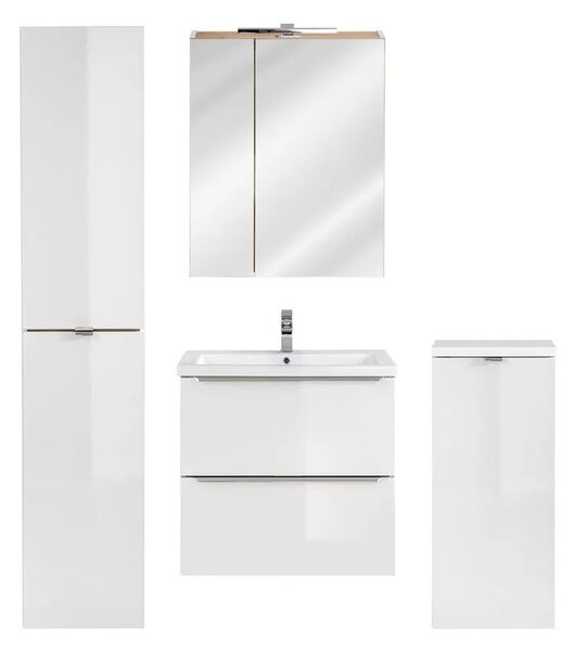 Zestaw podwieszanych szafek łazienkowych - Malta 2Q Biały połysk 60 cm