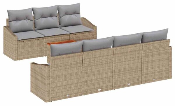 Zestaw Mebli Ogrodowych Komplet Wypoczynkowy 8-Częściowy Rattan Na Taras Balkon Ogród
