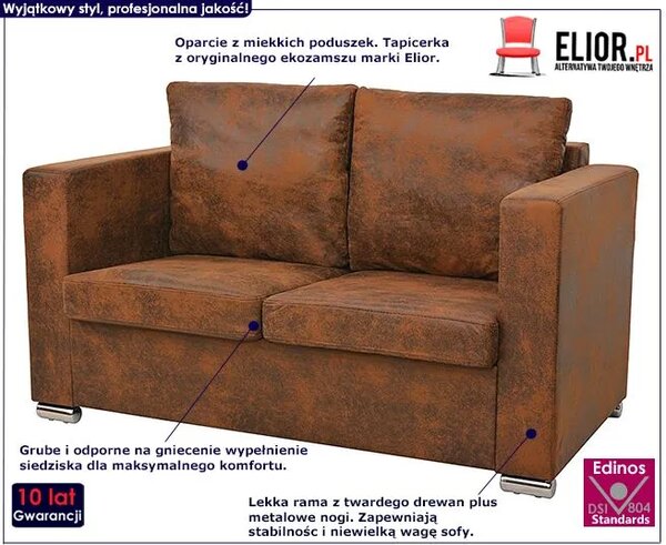 Przytulna brązowa sofa dwuosobowa M8-T11
