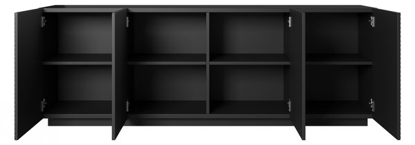 Komoda Asha 200 cm czterodrzwiowa - czarny mat
