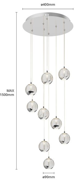 Lampa wisząca szklana Hayley Lucande, chromowy / srebrny, salon / jadalnia, szkło, design