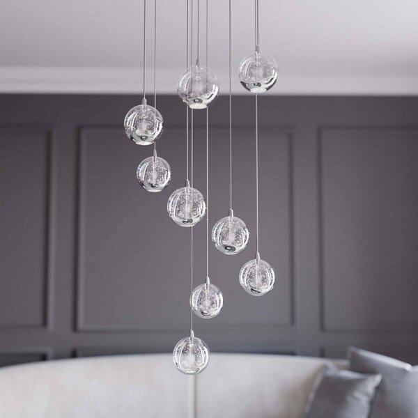 Lampa wisząca szklana Hayley Lucande, chromowy / srebrny, salon / jadalnia, szkło, design