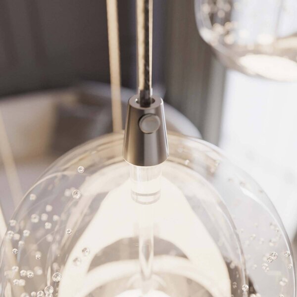 Lampa wisząca szklana Hayley Lucande, chromowy / srebrny, salon / jadalnia, szkło, design