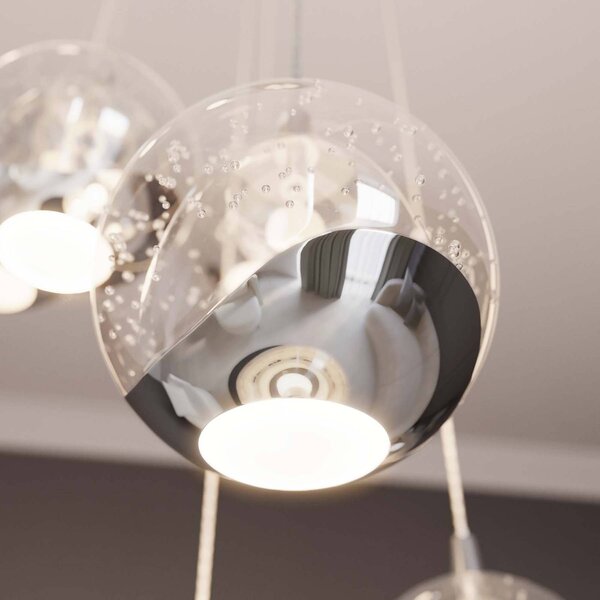 Lampa wisząca szklana Hayley Lucande, chromowy / srebrny, salon / jadalnia, szkło, design