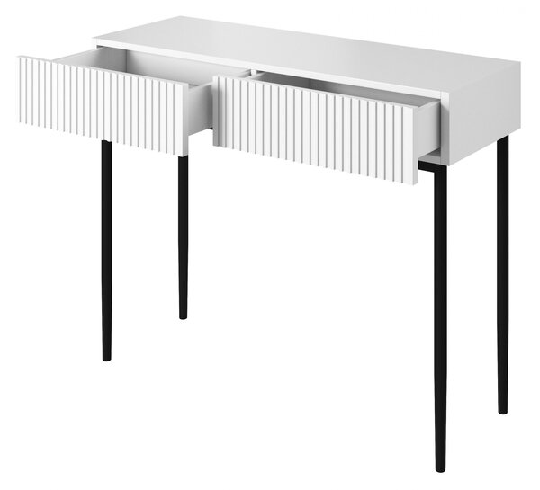 Konsola Nicole 100 cm z szufladami - biały mat / czarne nóżki