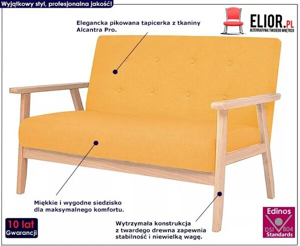 2-osobowa żółta sofa retro T4-H42
