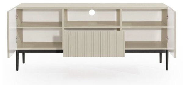 Szafka RTV Nicole 150 cm z szufladą i wnęką - kaszmir / czarne nóżki