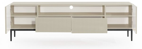 Szafka RTV Nicole 200 cm z wnęką i szufladami - kaszmir / czarne nóżki