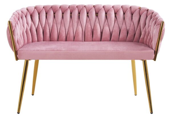 Sofa pleciona glamour do salonu piękności różowa welurowa złota ROSA