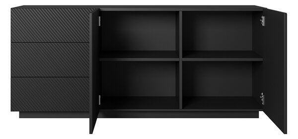Komoda Asha 167 cm dwudrzwiowa z szufladami - czarny mat