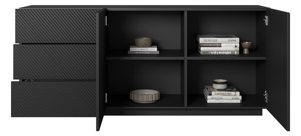 Komoda Asha 167 cm dwudrzwiowa z szufladami - czarny mat