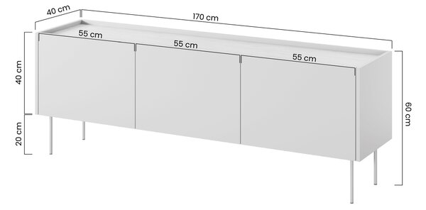 Szafka RTV Desin 170 cm z metalowymi nogami - kaszmir / dąb nagano