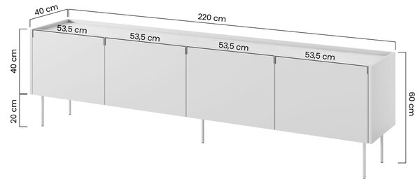 Szafka RTV Desin 220 cm z metalowymi nogami - oliwka / dąb nagano