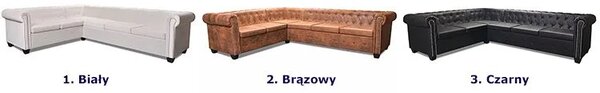 Brązowy 6-osobowy narożnik w stylu chesterfield C6-W65