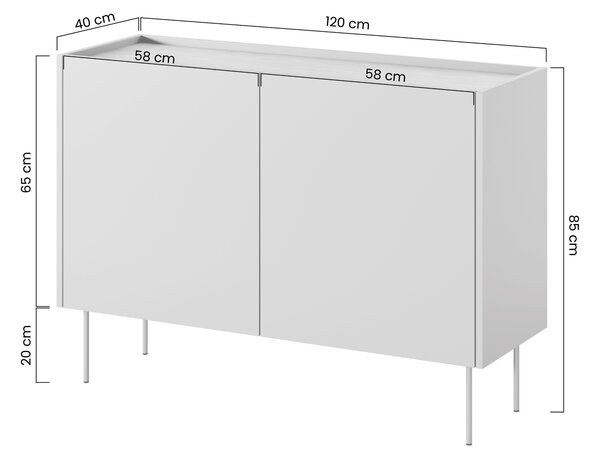 Komoda Desin 120 cm dwudrzwiowa - ceramic red / dąb nagano