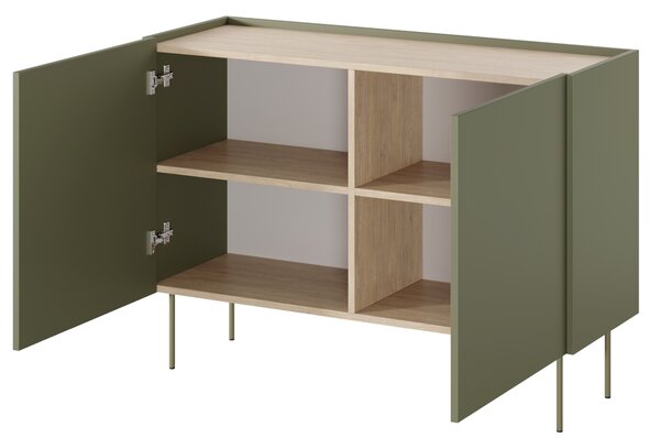 Komoda Desin 120 cm dwudrzwiowa - oliwka / dąb nagano