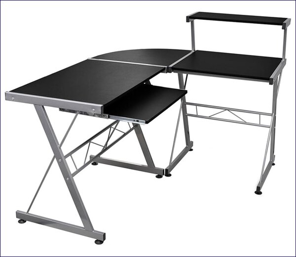 Czarne nowoczesne biurko narożne T6-R22