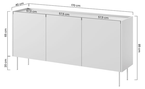 Komoda Desin 170 cm trzydrzwiowa - czarny mat / dąb nagano