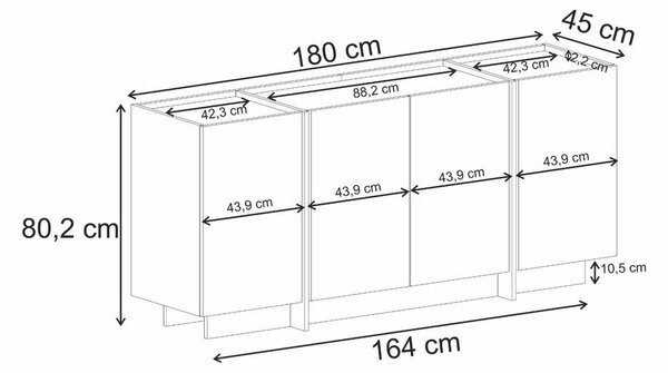 Komoda w dekorze sosny z otworem na kable w naturalnym kolorze 180x80x45 cm Dorma – Kalune Design