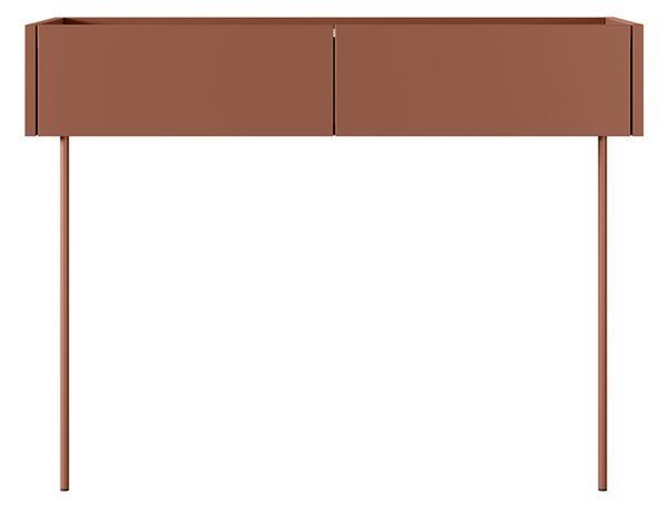 Toaletka Desin 100 cm z szufladami i metalowymi nogami - ceramic red / dąb nagano
