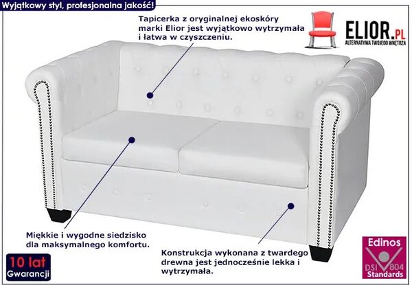 2-osobowa biała sofa w stylu B0-L43