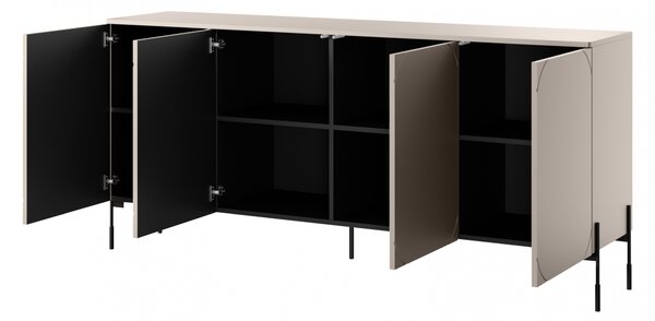 Komoda Sonatia 200 cm czterodrzwiowa - kaszmir / nogi czarne