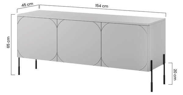 Szafka RTV trzydrzwiowa Sonatia na metalowych nogach 150 cm - kaszmir