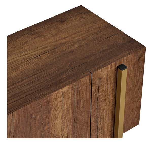 Szafka pod TV w dekorze orzecha w ciemnym naturalnym kolorze 180x45x30 cm Nexus – Kalune Design
