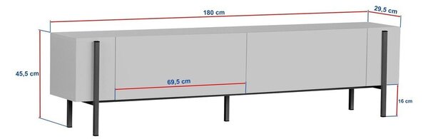 Szafka pod TV w dekorze orzecha w ciemnym naturalnym kolorze 180x45x30 cm Nexus – Kalune Design
