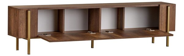 Szafka pod TV w dekorze orzecha w ciemnym naturalnym kolorze 180x45x30 cm Nexus – Kalune Design