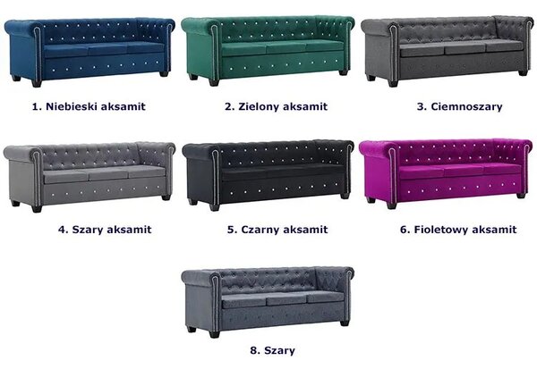 3-osobowa czarna sofa w stylu W1-N77