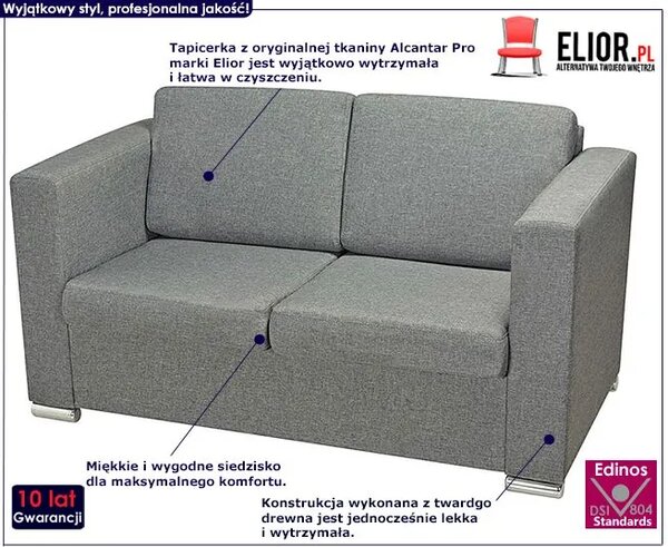 Szara dwuosobowa sofa loftowa T2-L62