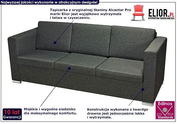 Trzyosobowa ciemnoszara sofa loftowa Z1-P82