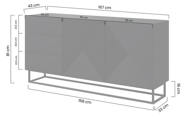 Komoda Asha 167 cm dwudrzwiowa z szufladami - kaszmir / kaszmir stelaż