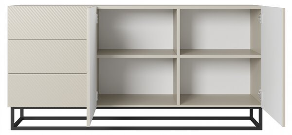 Komoda Asha 167 cm dwudrzwiowa z szufladami - kaszmir / czarny stelaż