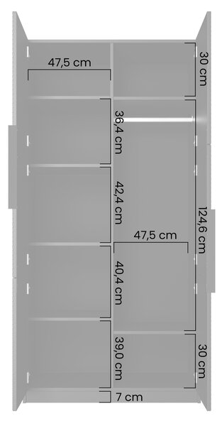 Szafa Asha 100 cm z ryflowanym frontem i metalowymi uchwytami- biały mat / czarne uchwyty