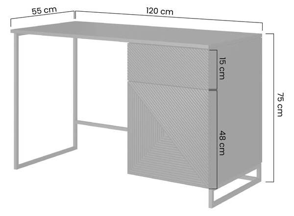 Biurko Asha 120 cm z szufladą - czarny mat / czarny stelaż