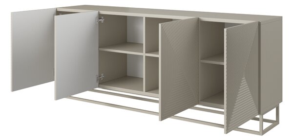 Komoda Asha 200 cm czterodrzwiowa - kaszmir / kaszmir stelaż