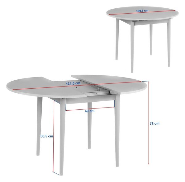 Okrągły rozkładany stół z dodatkowym blatem w dekorze dębu ø 100 cm Viona – Kalune Design